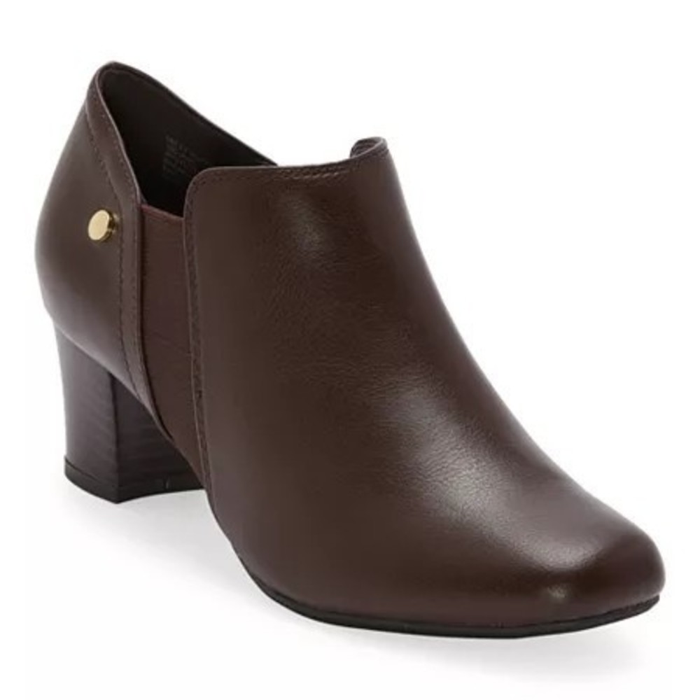 East 5th Womens Rutter Stacked Heel Booties, Brown , 7.5 Wide
